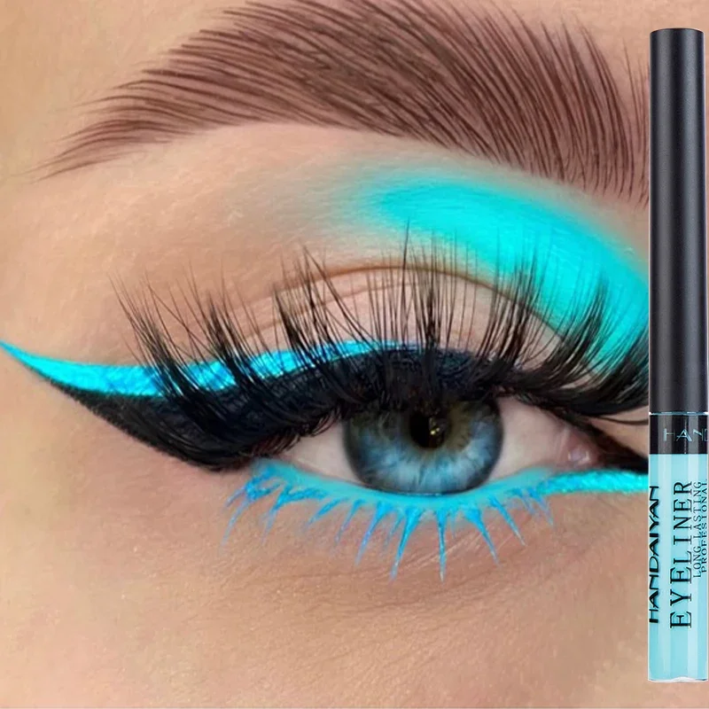 Waterproof Liquid Eyeliner Pen - 防水カラーリキッドアイライナーペンシル、長持ち、速乾性、まつ毛なし、アイライナーペン、化粧道具、青、ピンク、12色