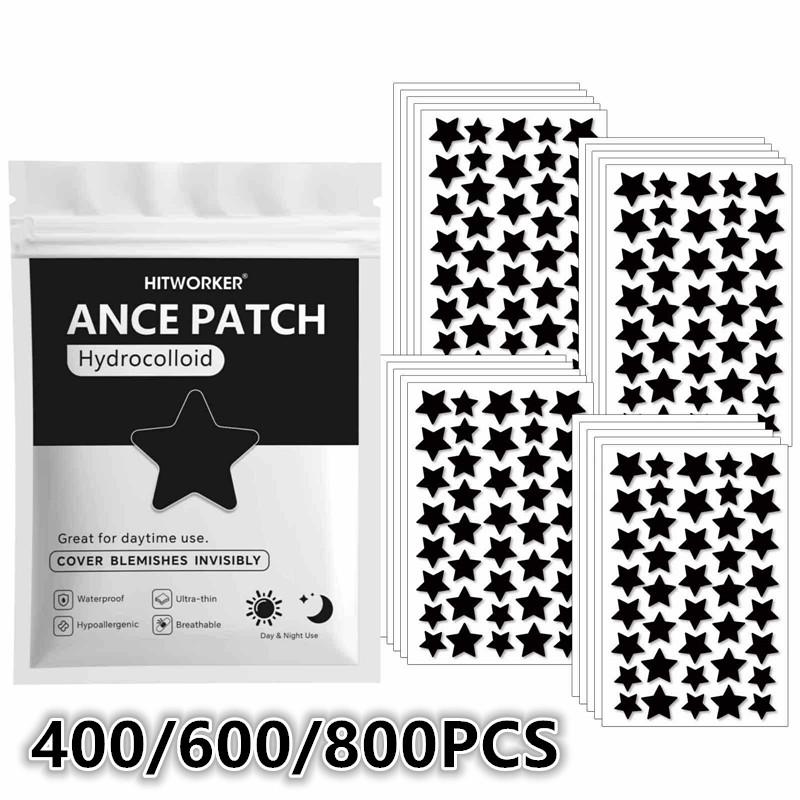 Hydrocolloid Pimple Patch - 400/600/800枚入り 星型ハイドロコロイドニキビパッチ 防水 ブラックスポットコンシーラーパッチ スポット治療用