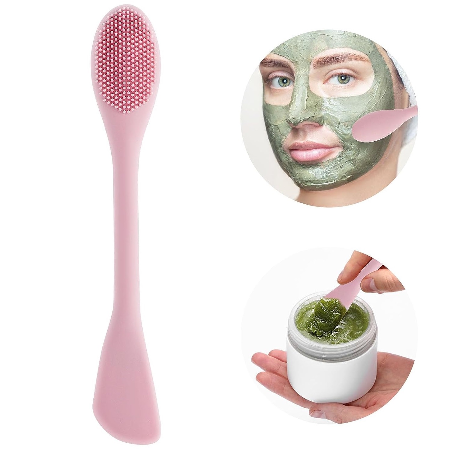 Silicone Face Scrubber Electric - 1PC ダブルヘッドシリコーン洗顔スクラバーブラシフェイシャルマスクブラシアプリケーター女性のためのフェイスメイクブラシスキンケア