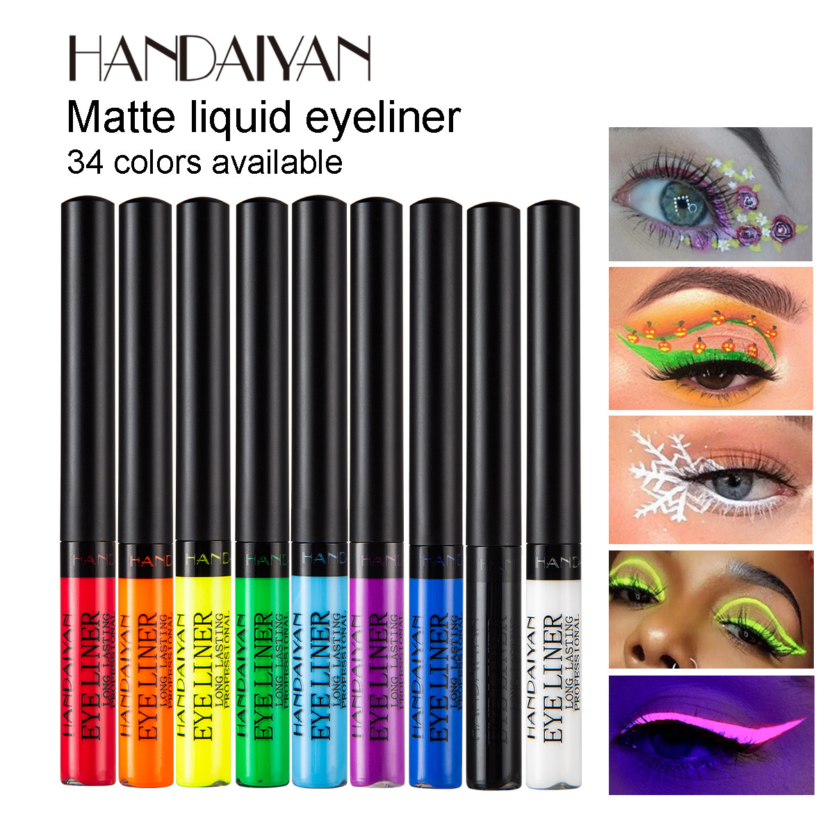 Waterproof Liquid Eyeliner Pen - ネオン UV グローアイライナーペン防水マット液体カラーアイライナーペンシル鮮やかな黄赤紫メイクアップ化粧品