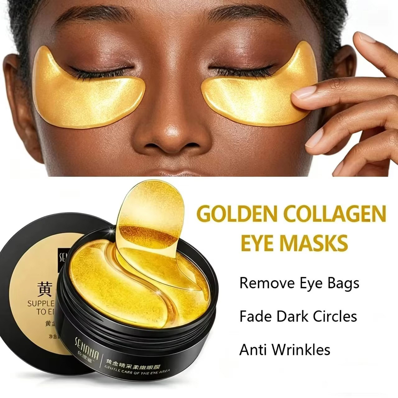 Collagen Under Eye Patches - 60 個ゴールデン保湿アイマスク目のくまの疲労を和らげ、目の下のエリアに栄養を与えるコラーゲンクリスタル韓国スキンケア