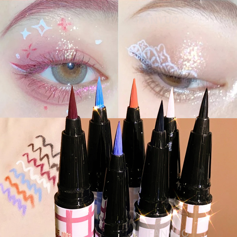 Waterproof Liquid Eyeliner Pen - カラフルな液体アイライナーペンシルマット防水ブルーミングしないアイライナー長持ち液体アイライナーペンアイメイク化粧品
