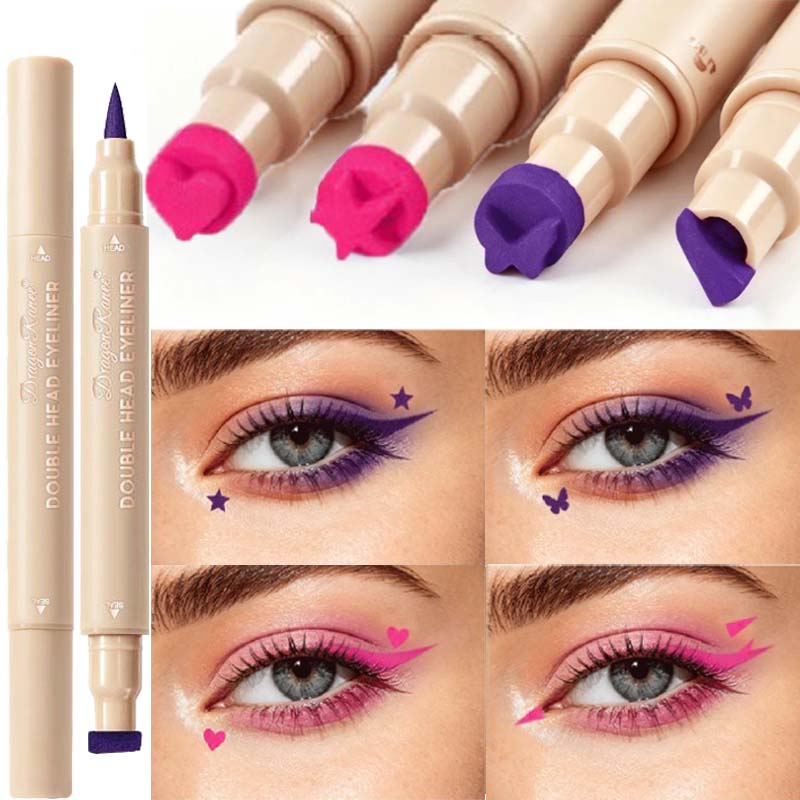 ダブルエンドスタンプアイライナー カラフルな星・ハート・蝶  - Waterproof Liquid Eyeliner Pen のレビューと価格