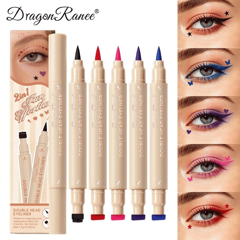 ダブルエンドスタンプアイライナー カラフルな星・ハート・蝶  - Waterproof Liquid Eyeliner Pen のレビューと価格