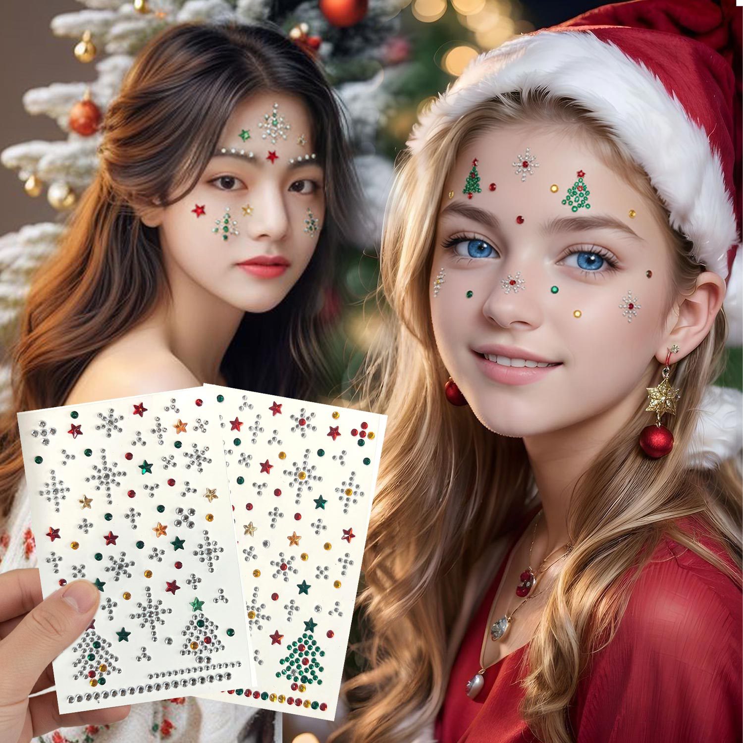 自己粘着ダイヤモンドフェイスステッカー クリスマスパーティー - Nail Art のレビューと価格