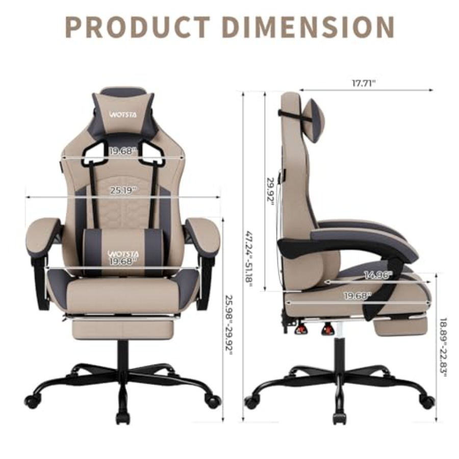 マッサージ機能付きゲーミングチェア。グレーのエルゴノミックデ - Massage のレビューと価格