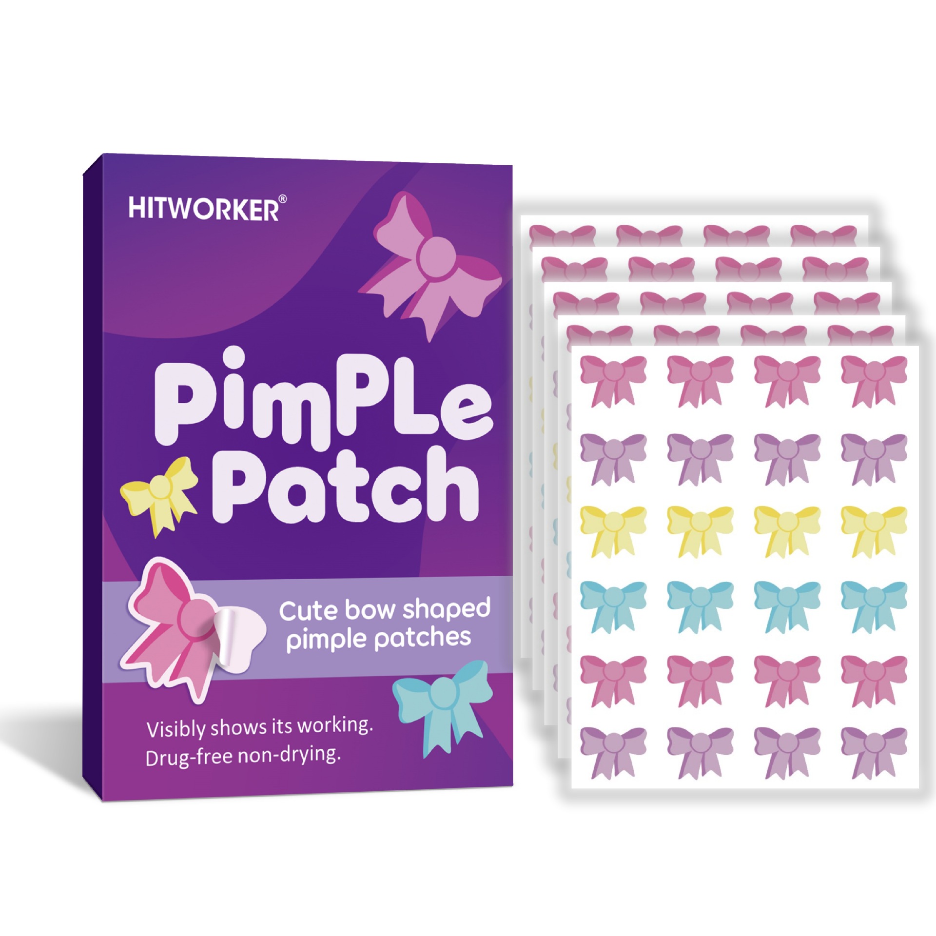 120 個の弓型ニキビパッチ、かわいい蝶結びハイドロコロイド - Hydrocolloid Pimple Patch のレビューと価格