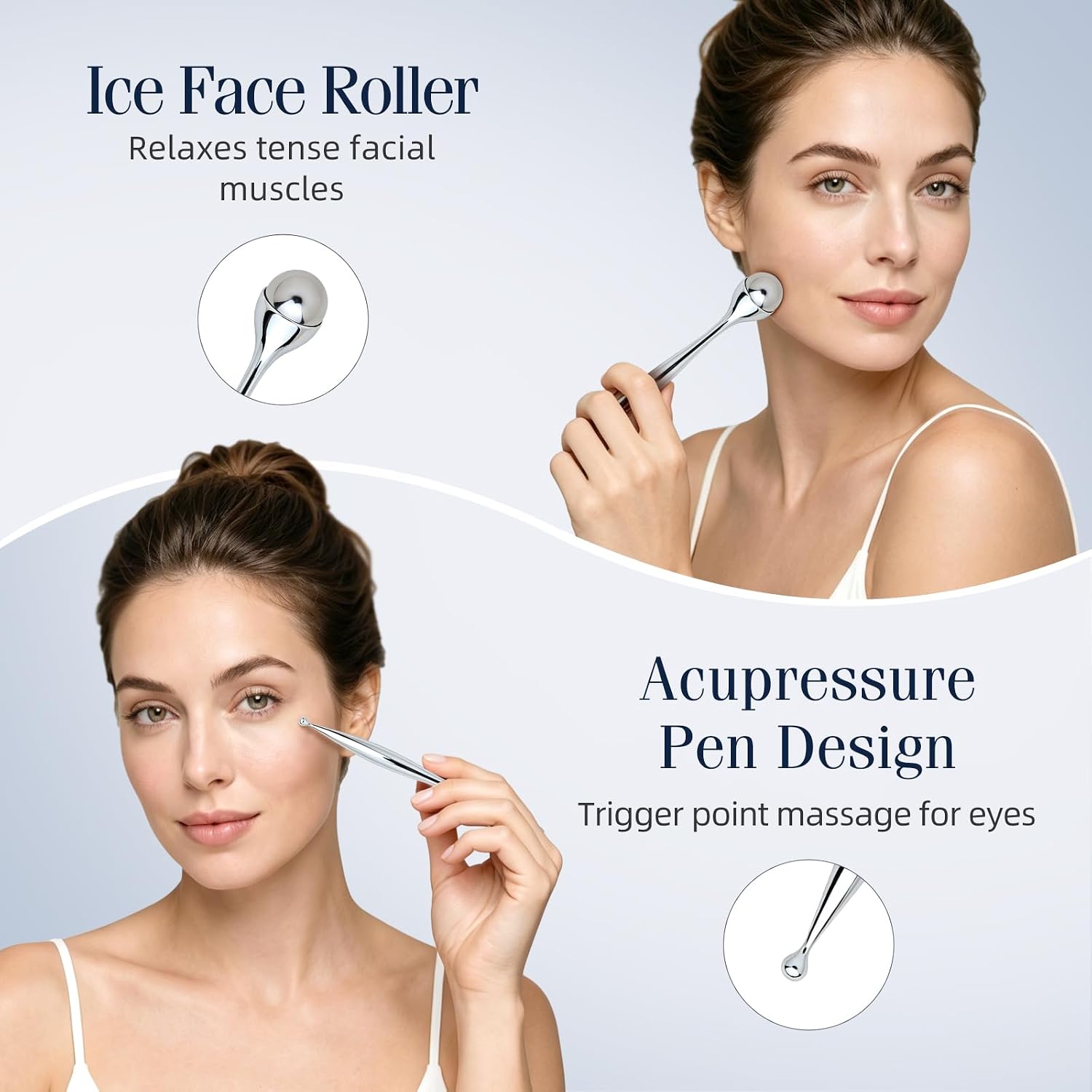 メタルフェイスローラーマッサージャー 目元用ローラー むくみ - Face Ice Roller Puffiness のレビューと価格