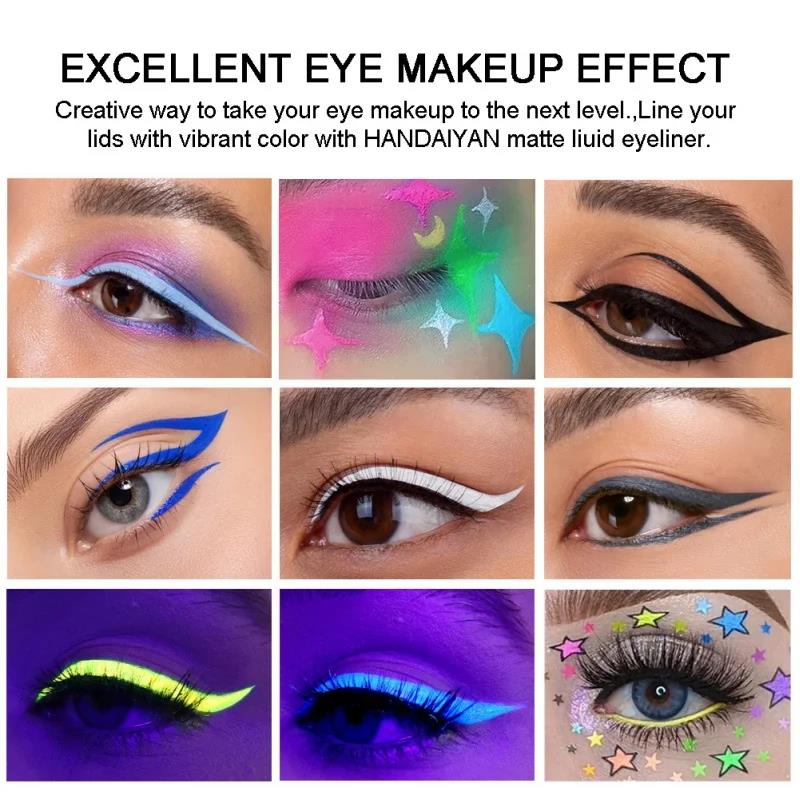 ネオン UV グローアイライナーペン防水マット液体カラーアイ - Waterproof Liquid Eyeliner Pen のレビューと価格