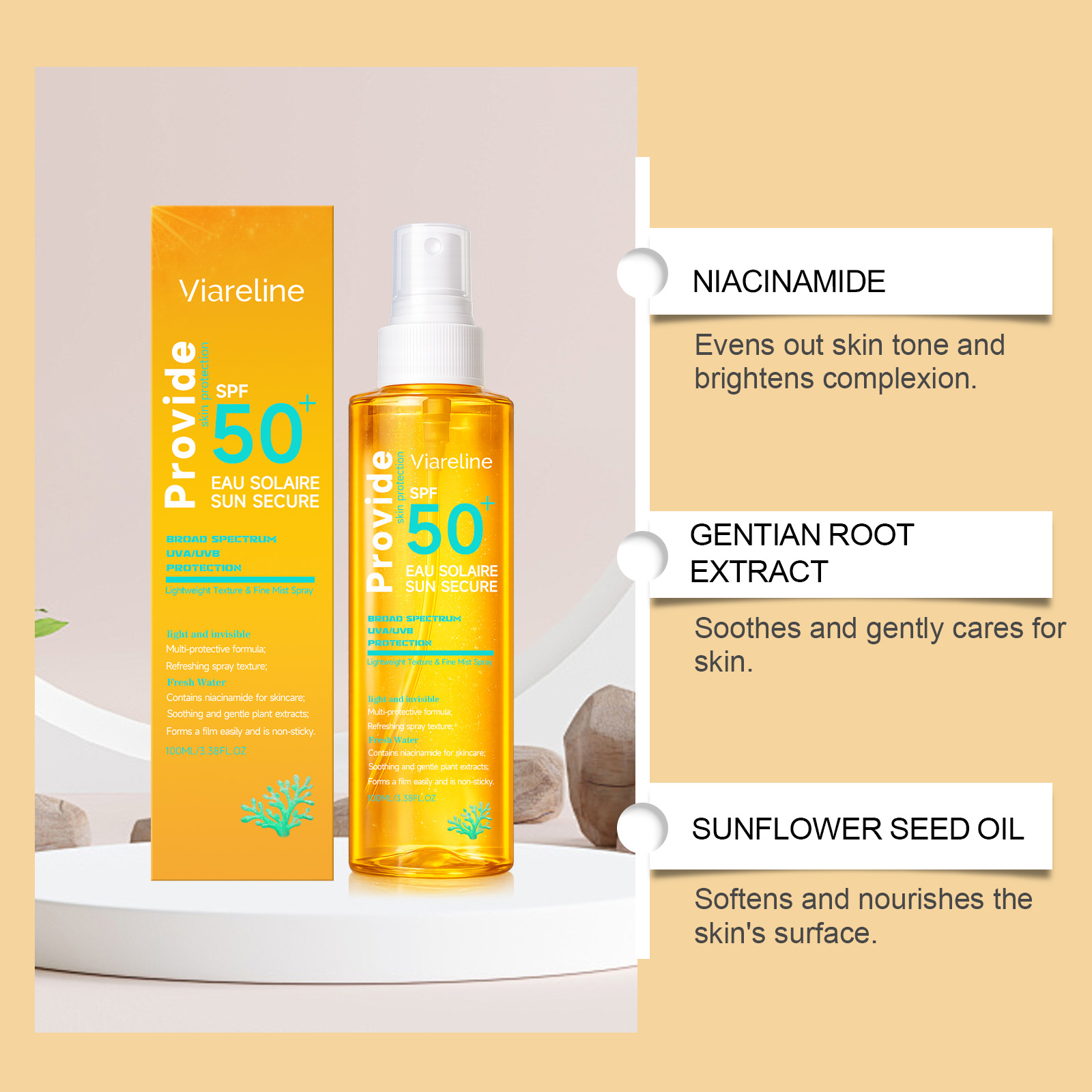 保湿効果のある透明な日焼け止めスプレー SPF 50+ クリ - Spf 50 Waterproof Sunscreen のレビューと価格