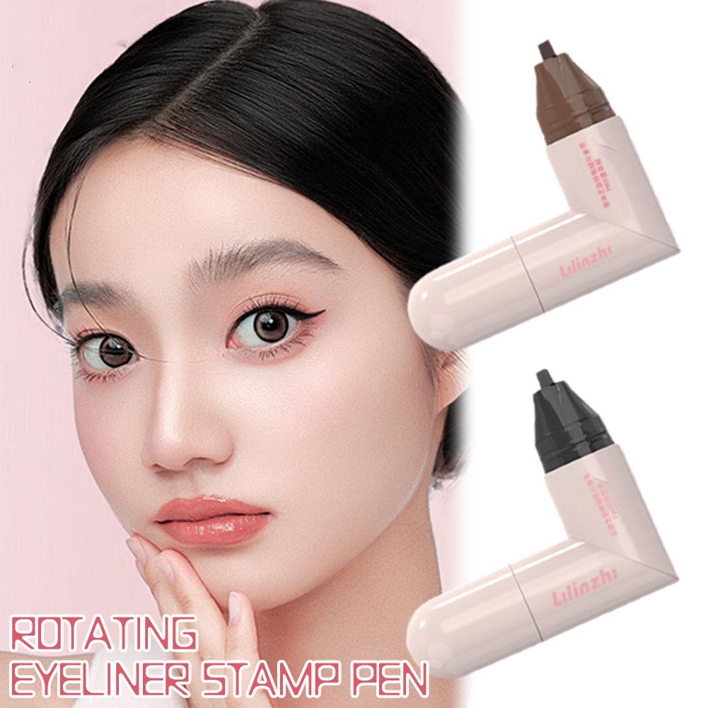 DIY 回転アイライナースタンプ統合ブラックブラウンデュアル - Waterproof Liquid Eyeliner Pen のレビューと価格