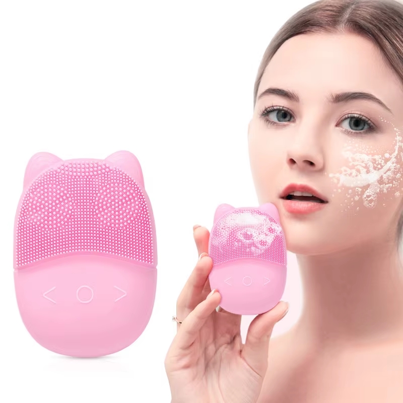 超音波電動洗顔ブラシスキンスクラバー毛穴汚れクレンジングにき - Silicone Face Scrubber Electric のレビューと価格