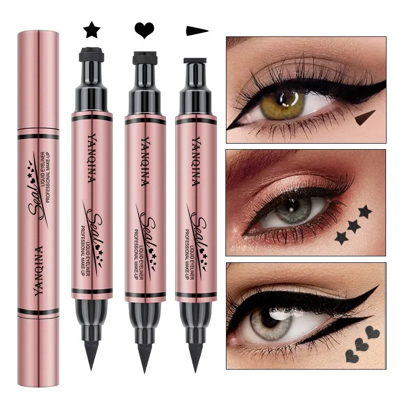 アイライナースタンプシールペン長持ち防水速乾性ダブルエンドア - Waterproof Liquid Eyeliner Pen のレビューと価格