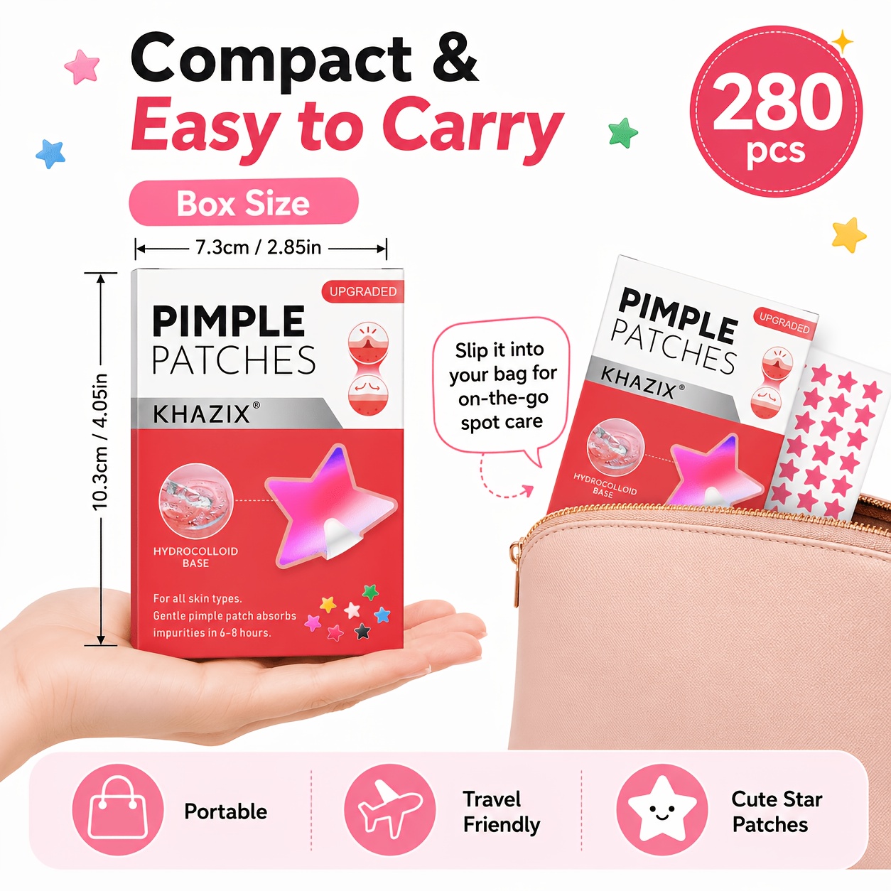 280枚入りスター型ニキビパッチ、7色のハイドロコロイドニキ - Hydrocolloid Pimple Patch のレビューと価格