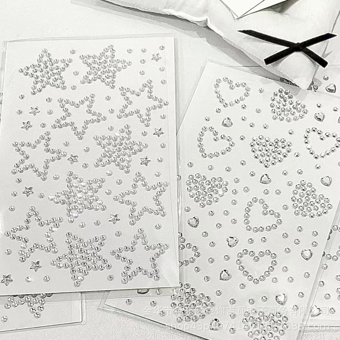 シルバースターハートラインストーンステッカー フラットバック - Nail Art のレビューと価格