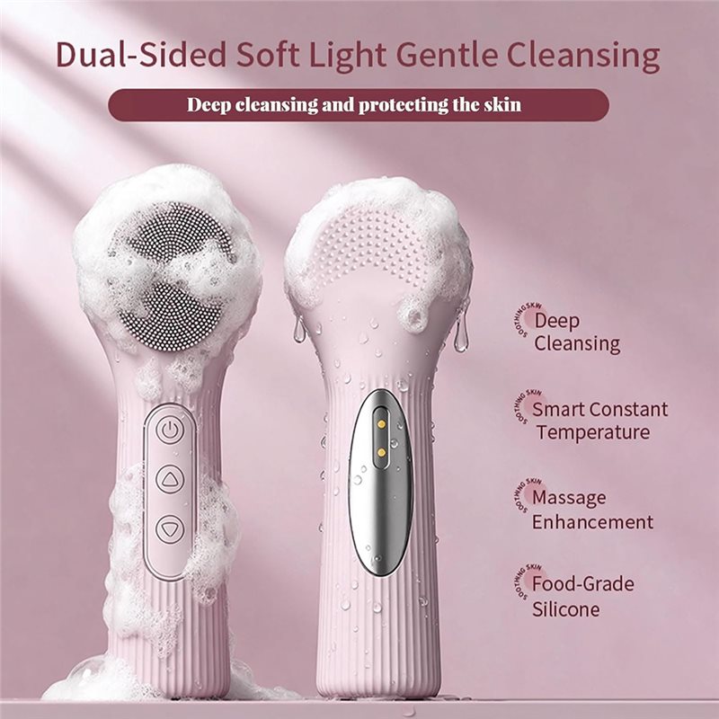 B15C 防水電動洗顔ブラシ、女性向けの熱マッサージ機能を備 - Silicone Face Scrubber Electric のレビューと価格